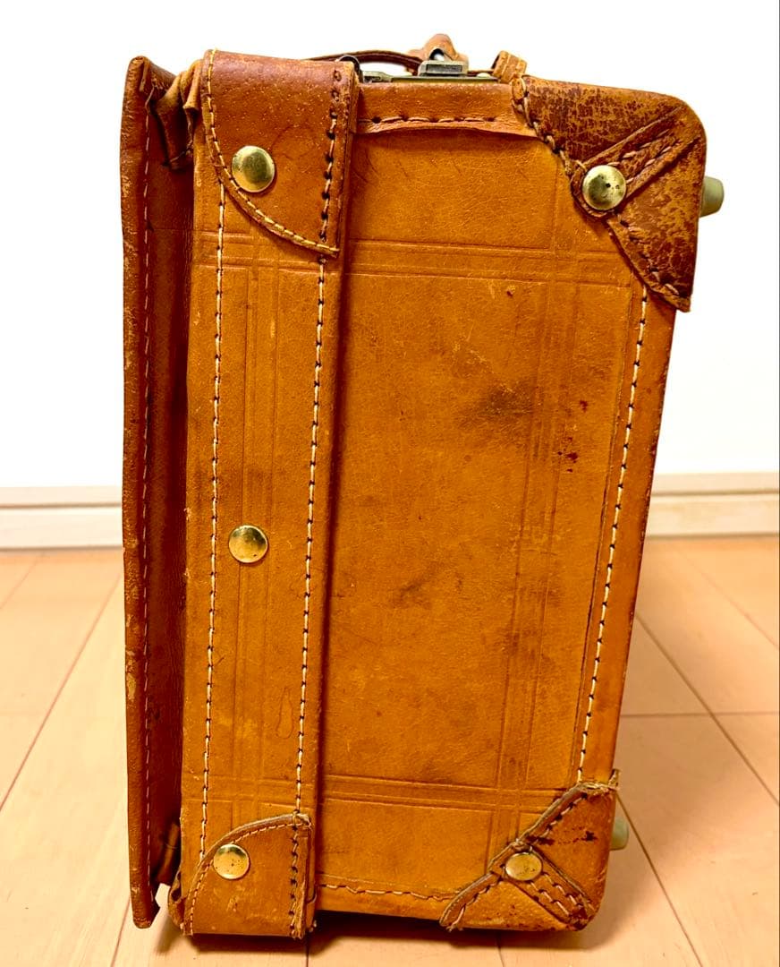 【レア】革製トランクケース アンティークヴィンテージスタイル アサヒビール 鍵付