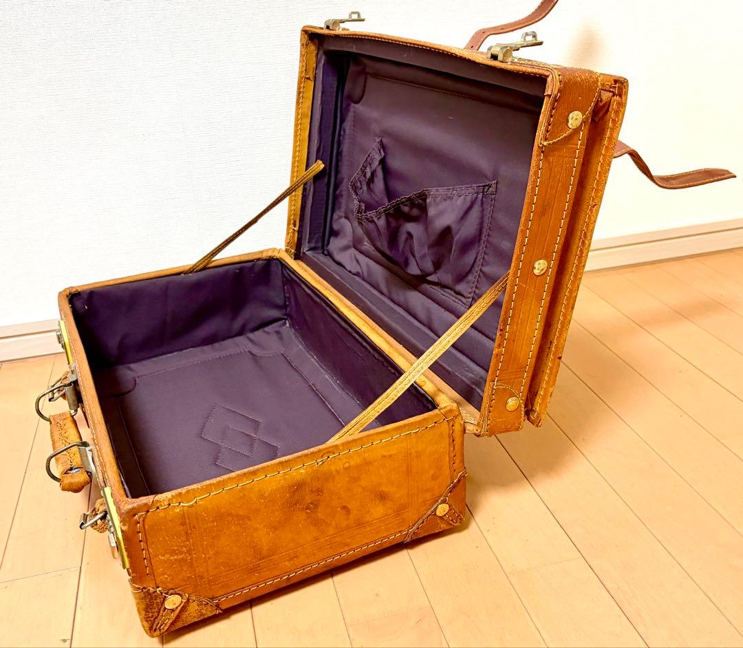 【レア】革製トランクケース アンティークヴィンテージスタイル アサヒビール 鍵付