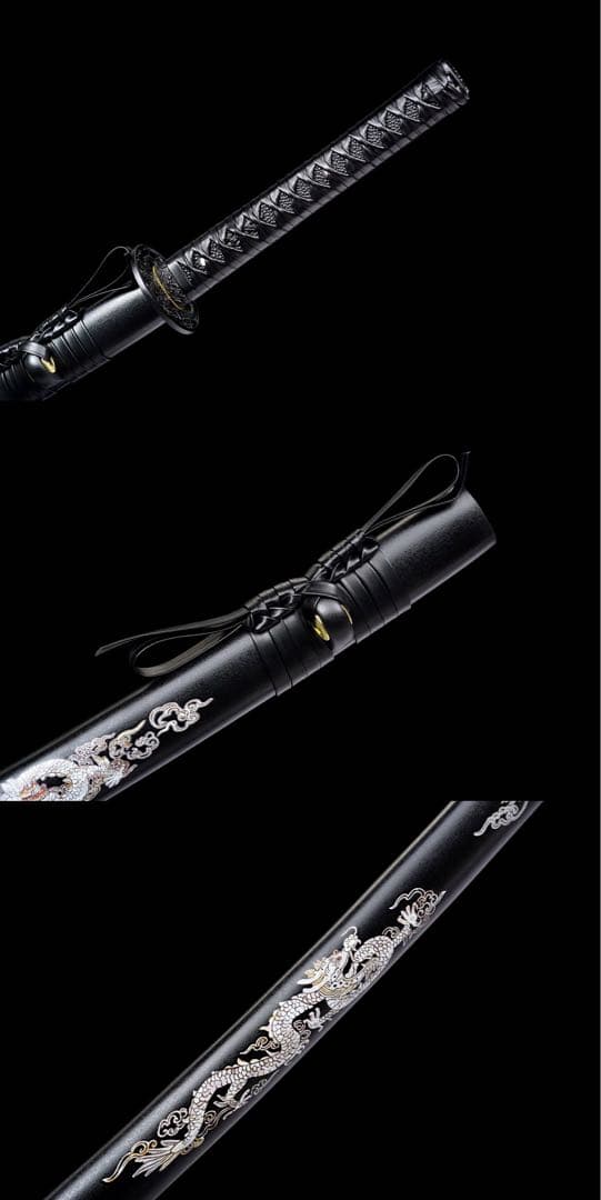 黒竜侍刀 2尺3寸 日本刀 模造刀 武具 舞踊刀 稽古 本牛革柄巻