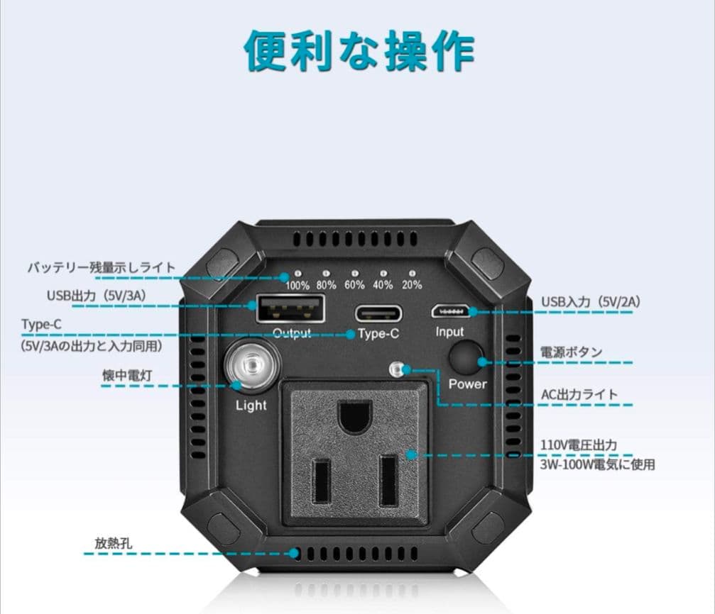 ポータブル電源 31200mAh