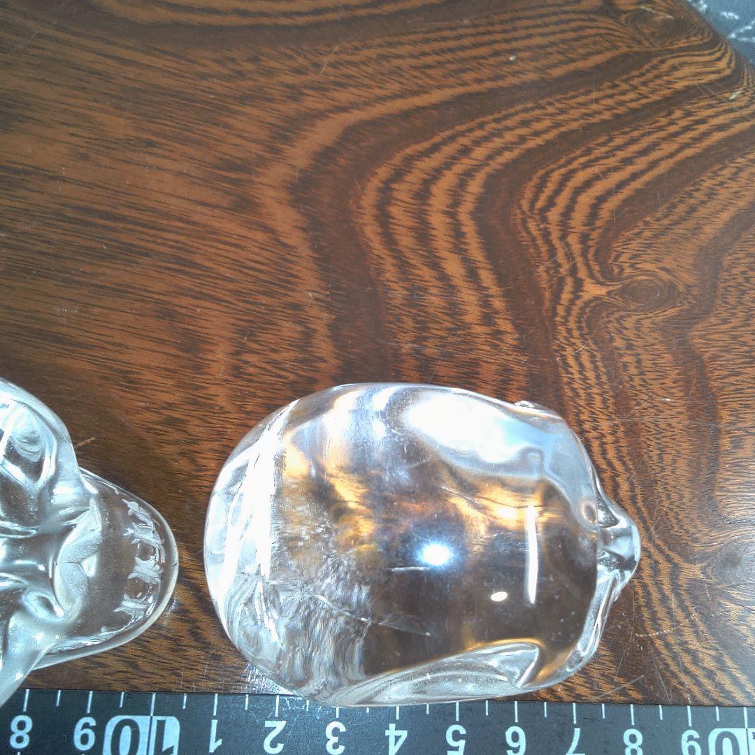 骨董５ 水晶?クリスタルガラス? スカル置物 2個セット