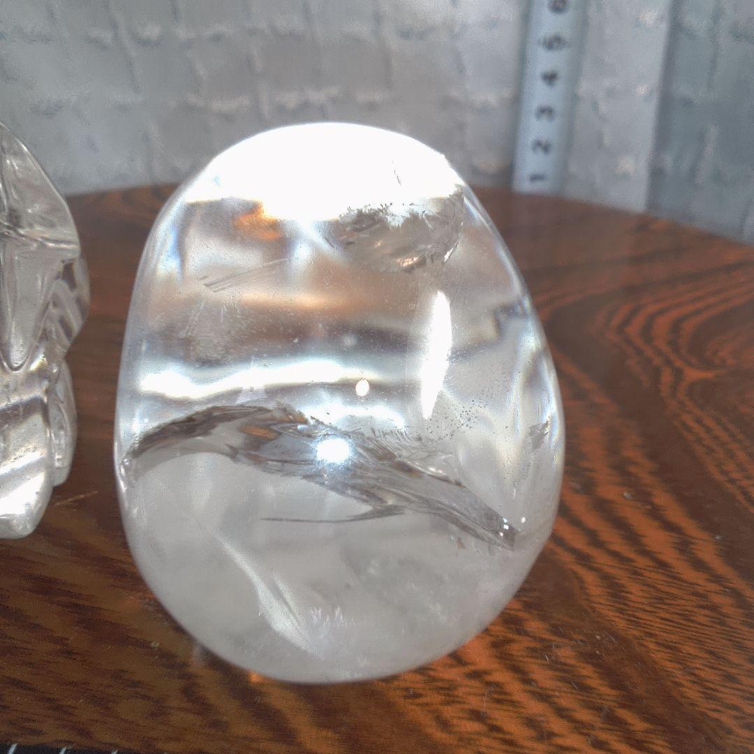 骨董５ 水晶?クリスタルガラス? スカル置物 2個セット