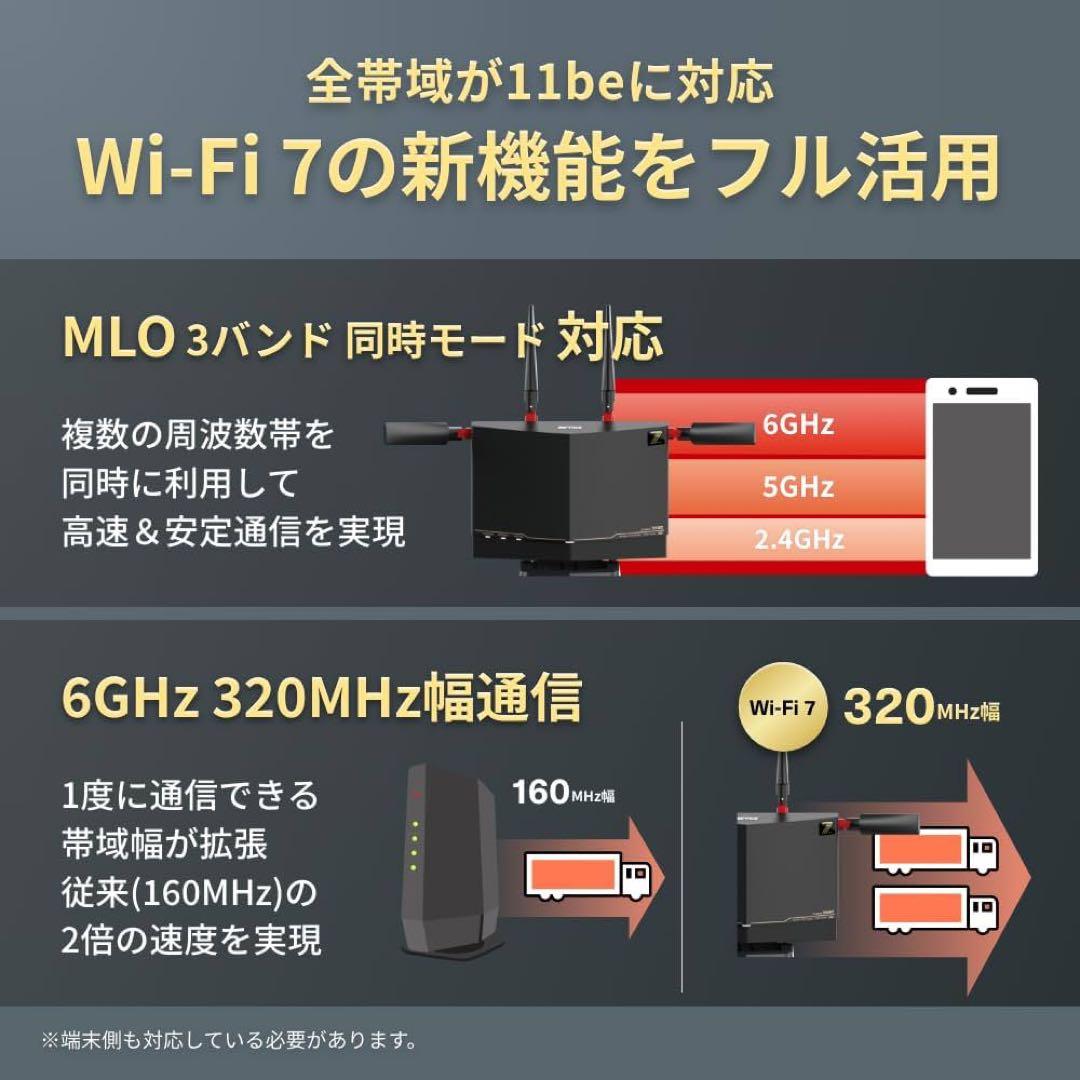 BUFFALO Wi-Fi 7 無線LANルーター　WXR9300BE6P/N
