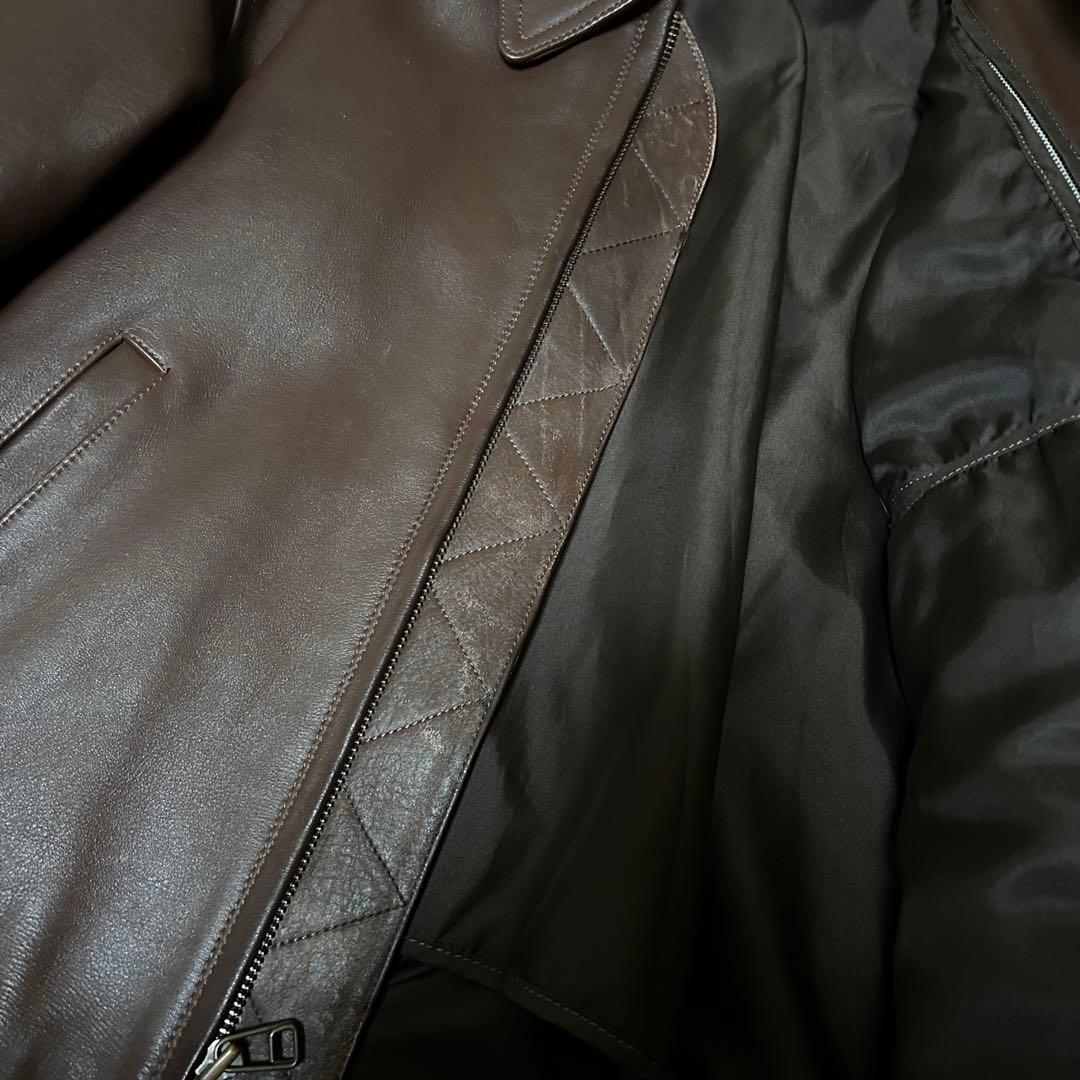 中古品 HAROLD'S GEAR 襟付き シングルライダース M ブラウン