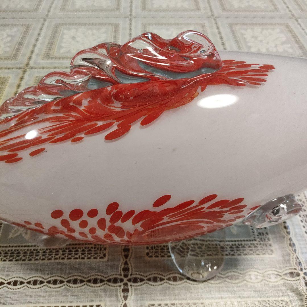 \"未使用\"　小樽北一硝子製『錦鯉』紅白