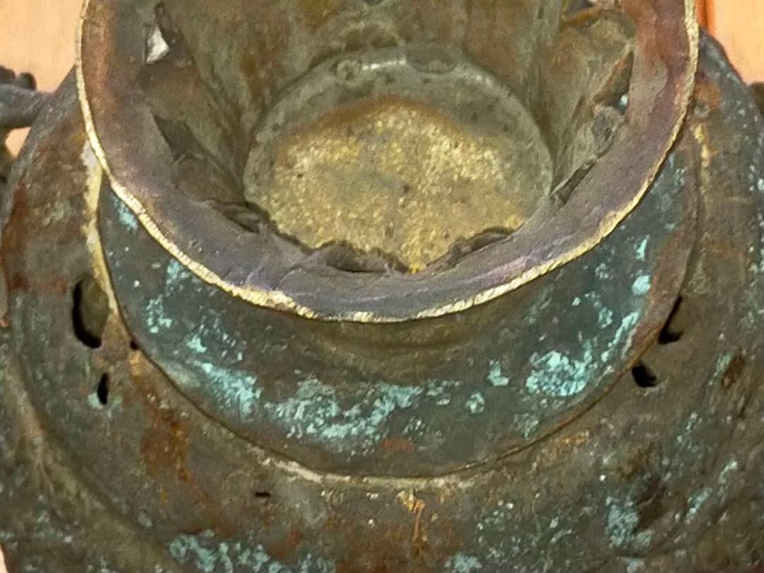 ♥値下げ！とても古い　古銅製　香炉　大型　木箱付き　骨董品　古玩