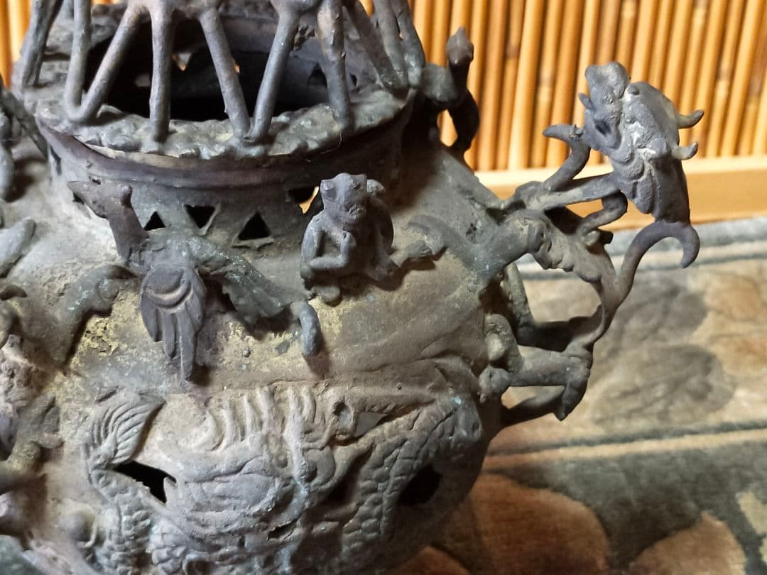 ♥値下げ！とても古い　古銅製　香炉　大型　木箱付き　骨董品　古玩