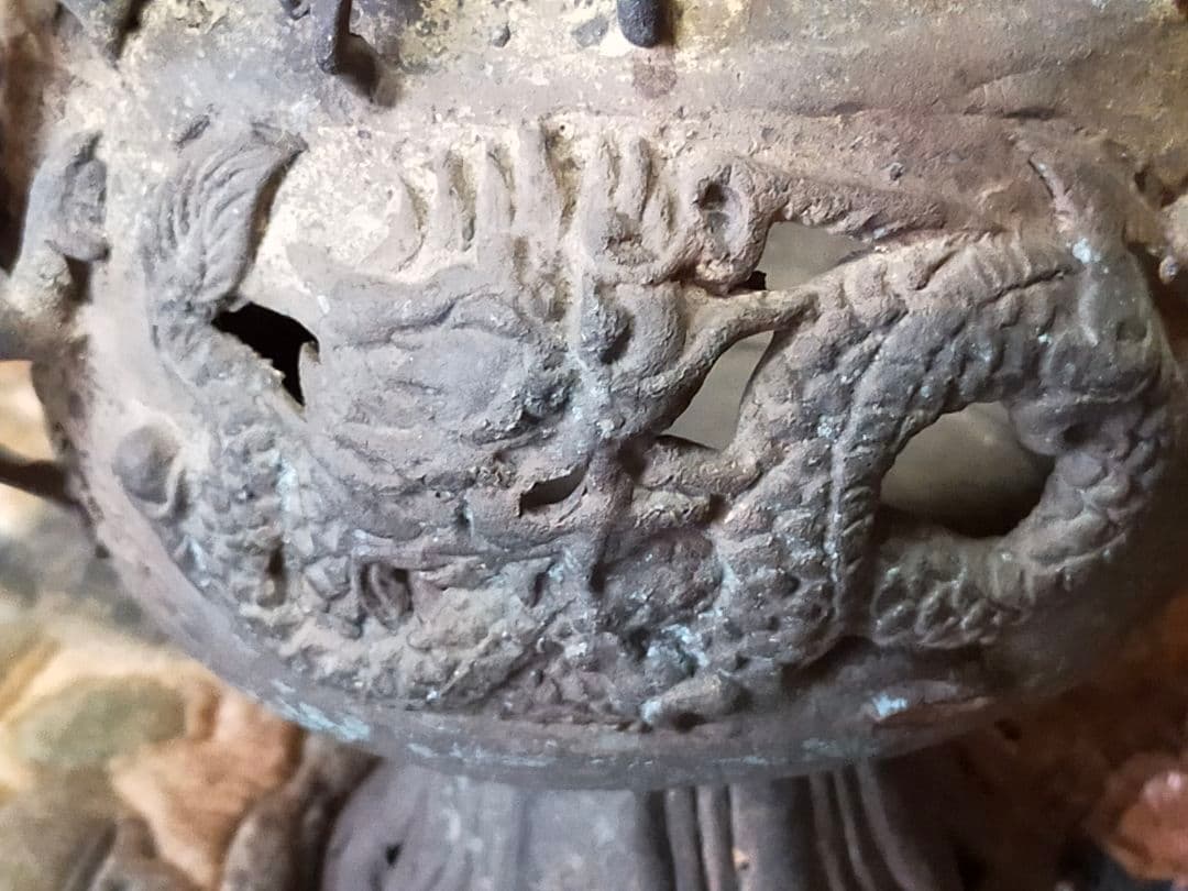 ♥値下げ！とても古い　古銅製　香炉　大型　木箱付き　骨董品　古玩