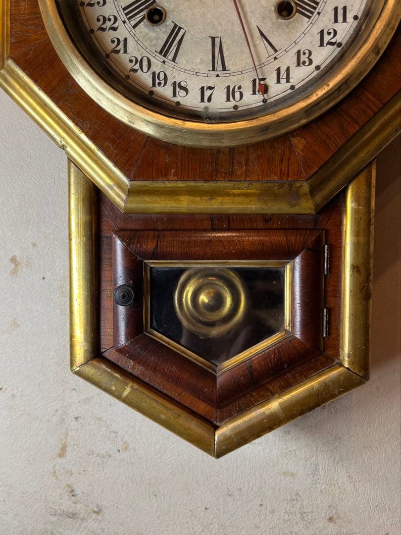 ウェルチ 米　カレンダー付　柱時計　古時計　振り子　レトロ　ゼンマイ　精工舎