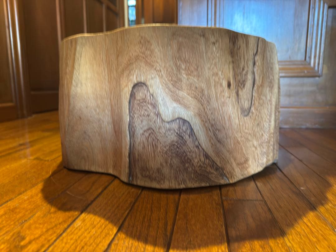 天然木 くり貫き 火鉢 銅版落とし ＊ アンティーク 古民家 切株 茶道具