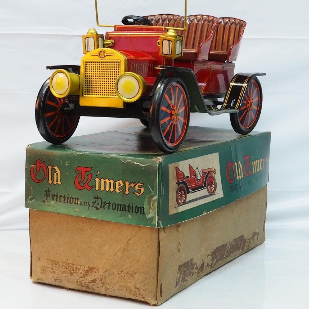 増田屋【オールドタイマー 大 タイヤ外れ有 赤】ブリキin toy car箱付