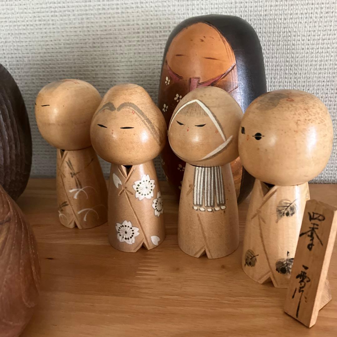 日本の木製こけし人形セット