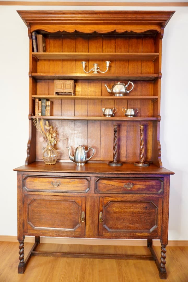 イギリス アンティーク 食器棚 カップボード H210cm
