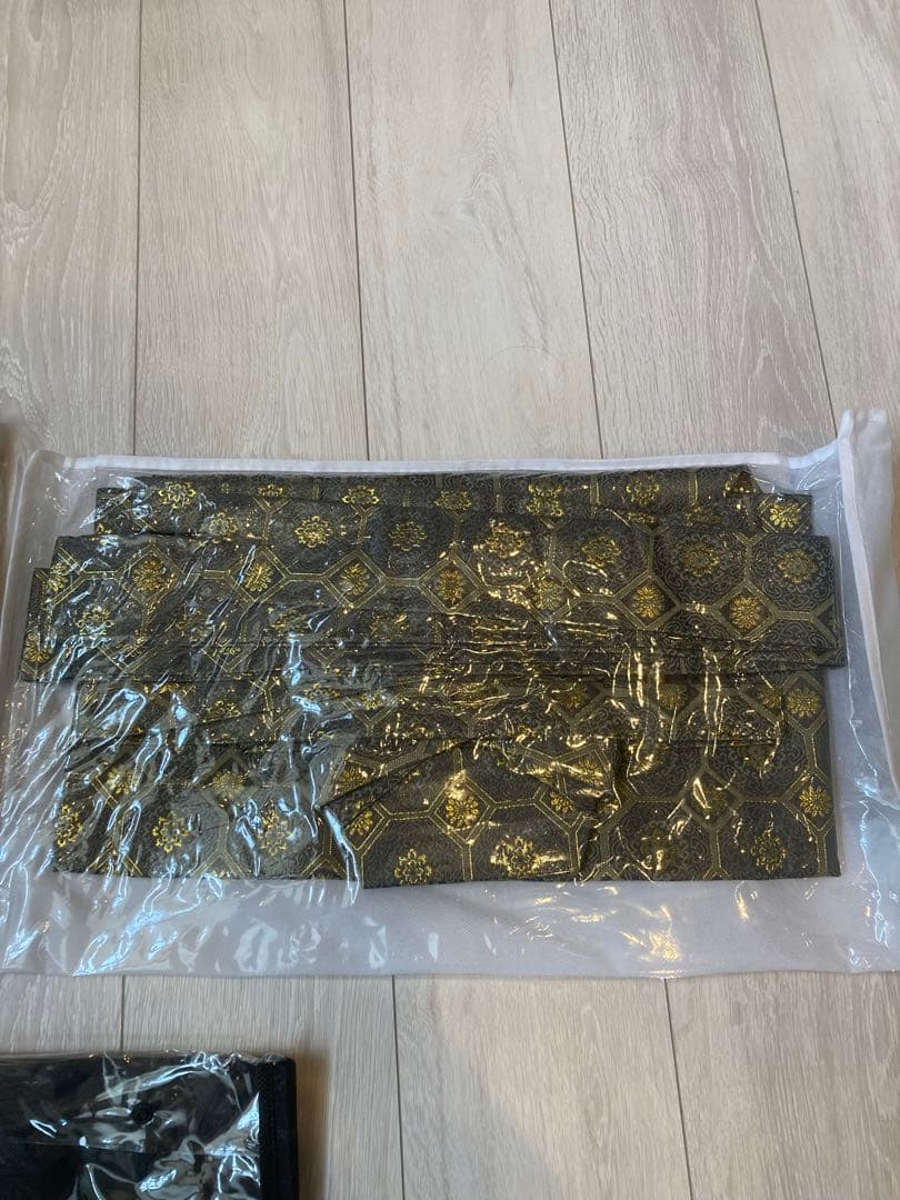 京越卸屋　七五三 着物セット 12点 鷹龍-金茶-藍鼠袴　男の子 5歳