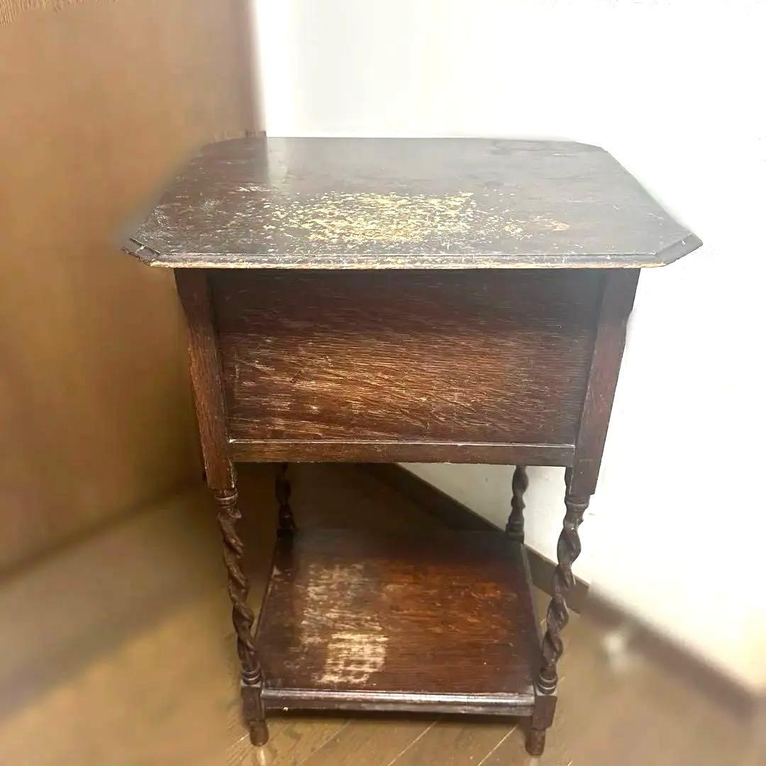 イギリス家具/英国/アンティーク/サイドテーブル/天板開閉タイプ(収納あり)