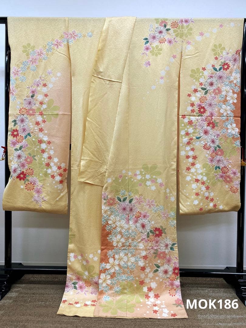 振袖 仮絵羽 桐屋翠山工房 絞り 辻ヶ花 金通し 正絹 未仕立て品 八掛付き