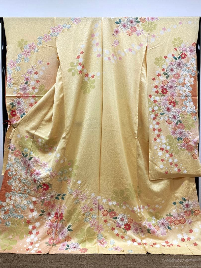 振袖 仮絵羽 桐屋翠山工房 絞り 辻ヶ花 金通し 正絹 未仕立て品 八掛付き