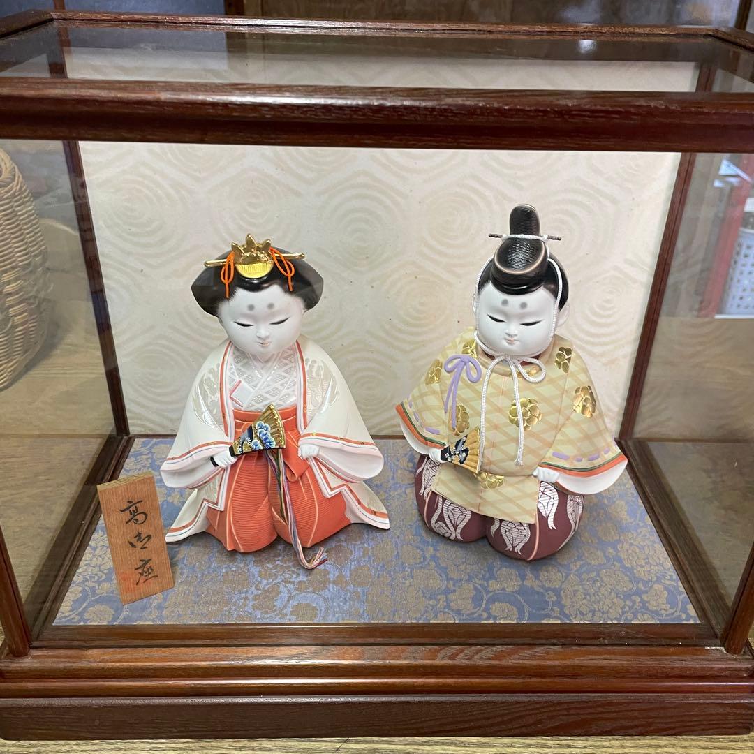 雛人形　お殿様　2体セット　ガラスケース　和　日本　日本人形　高御座
