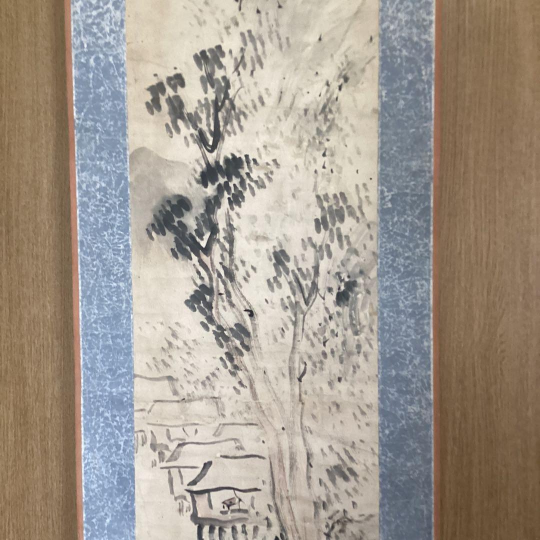 池大雅　　【　淡彩水墨　山水人物画　】　　紙本掛軸一幅　合箱　模写　NO70