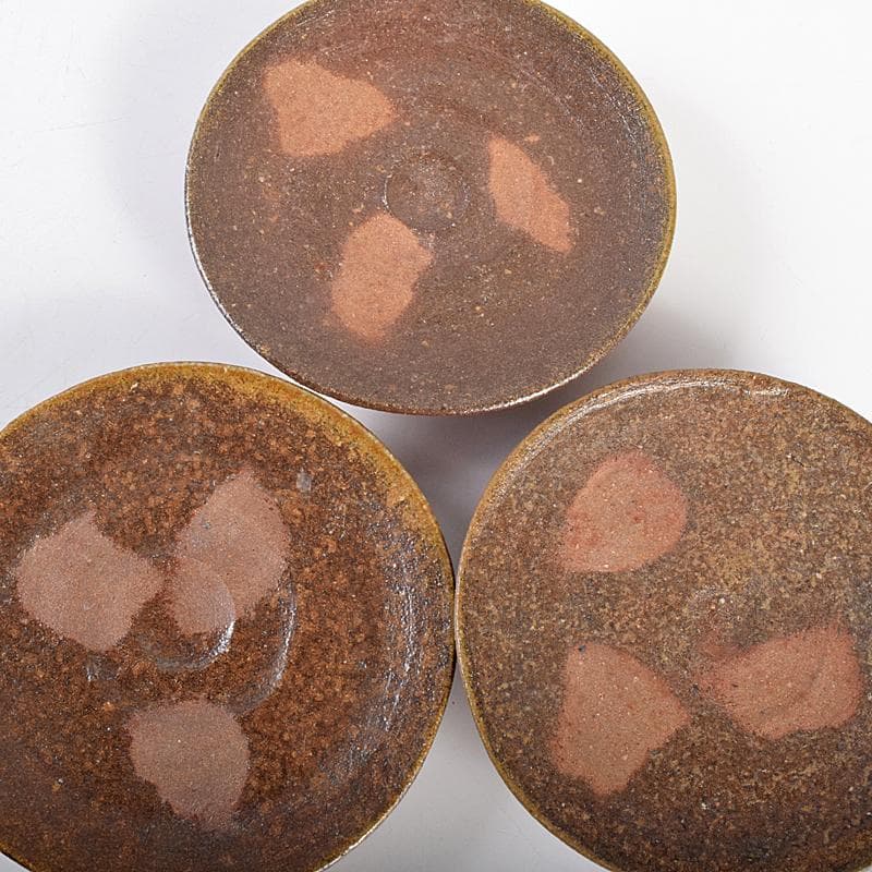 和食器　備前焼　五子窯　前嶋五一郎作　小皿　六客　共布共箱　V　R7665