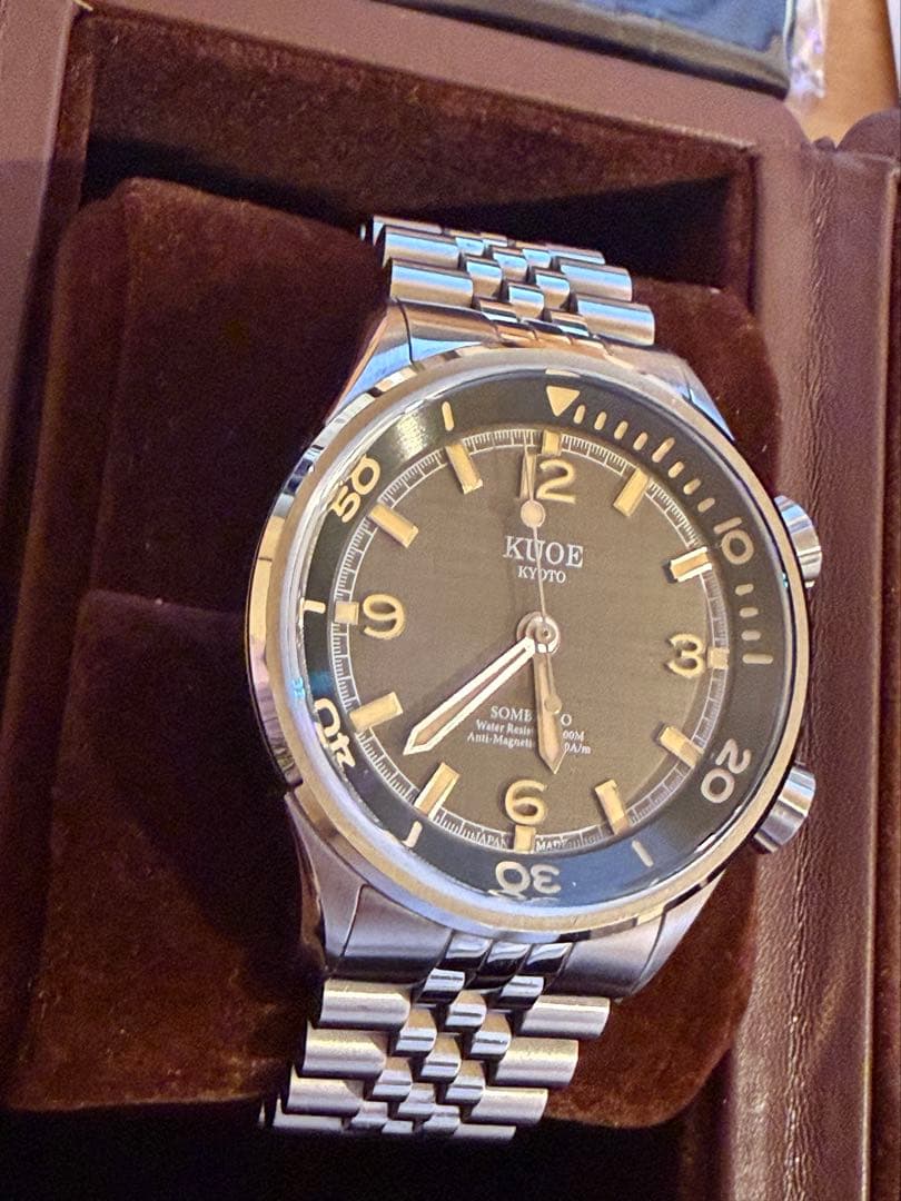 KUOE SOMBRERO 90-011 ブラック 20気圧防水 リネン文字盤