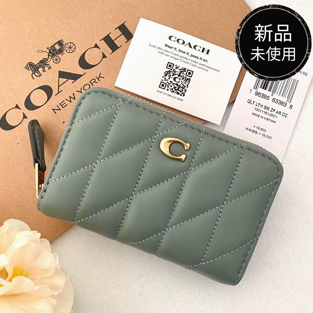 新品　正規品☆ COACH ケース　グリーン　キルティング　ケース