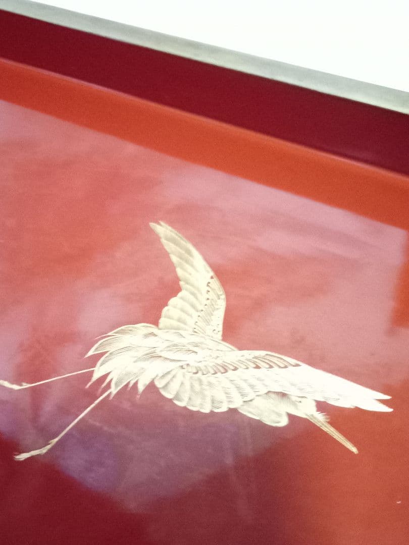 古い お膳 金彩 木製 四足 鶴亀柄 朱塗 漆器 アンティーク