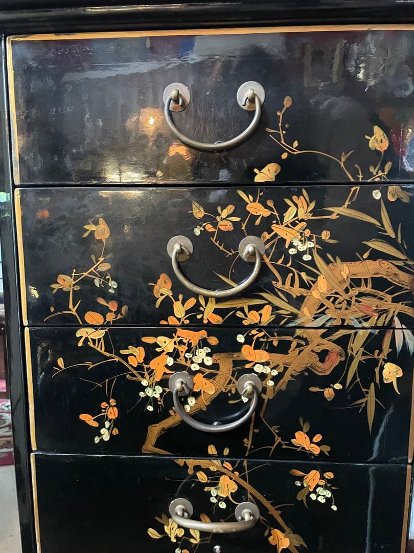 値下！中国家具 宝石棚 花鳥画　シノワズリ家具