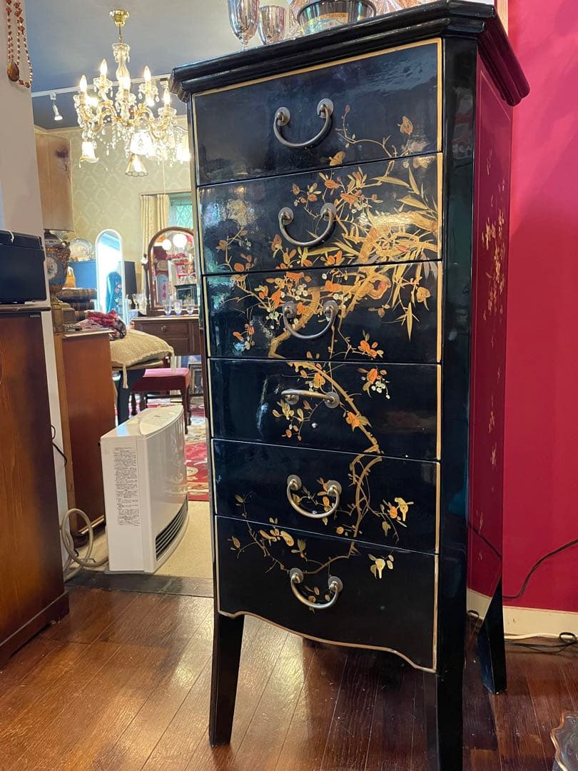 値下！中国家具 宝石棚 花鳥画　シノワズリ家具