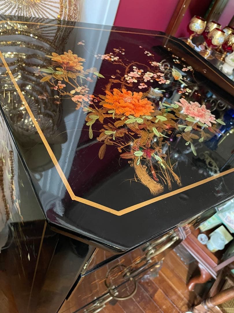 値下！中国家具 宝石棚 花鳥画　シノワズリ家具