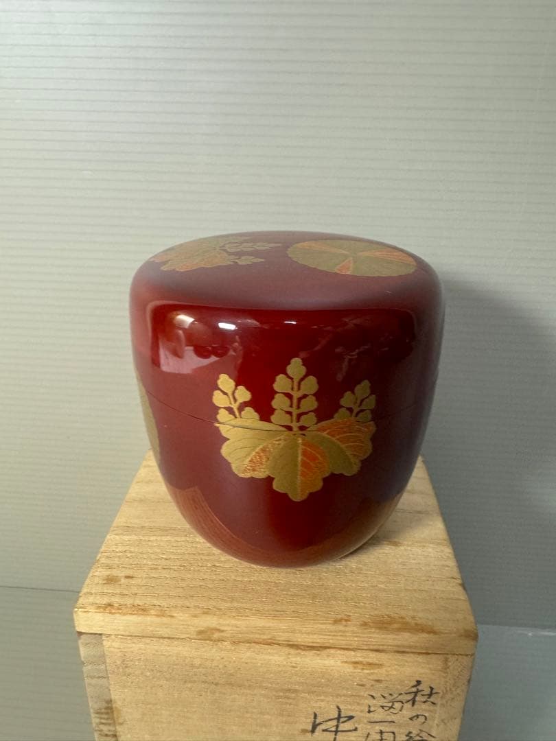 2483 【茶道具】道場宗廣作　秋の絵　中棗　未使用