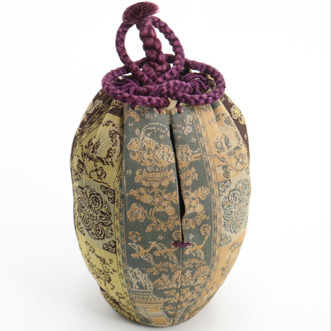 松本鐵山作 古瀬戸 肩衝茶入 紅牙瑞錦仕覆付 茶道具 共箱　V907