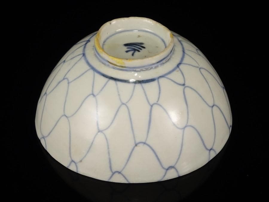 江戸時代　前期　初期伊万里　染付　網目文　小服　茶碗　箱付　茶道具　網手　酒器