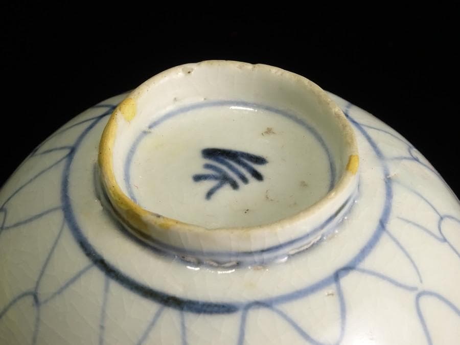 江戸時代　前期　初期伊万里　染付　網目文　小服　茶碗　箱付　茶道具　網手　酒器