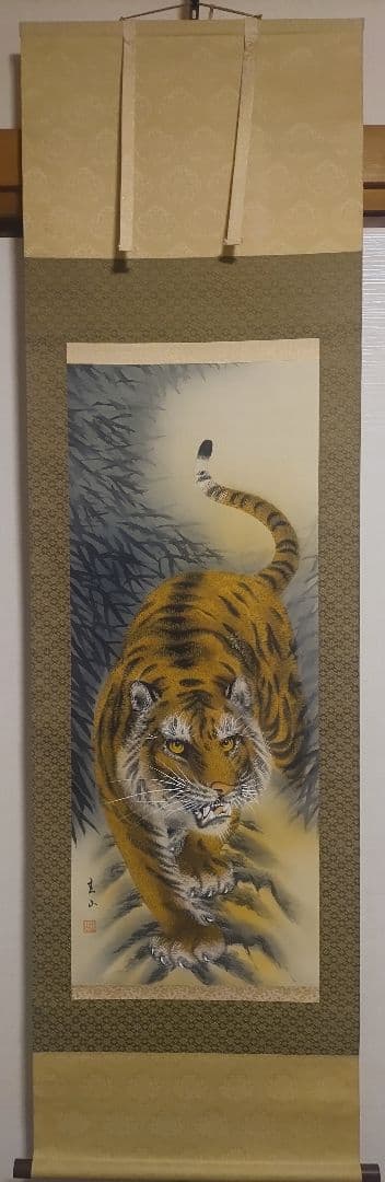 ご希望額まで値下げ～@赤富士鷹・紅葉鹿・猛虎 鳥獣画の複製掛軸3本セット