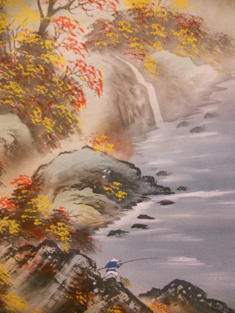 掛け軸 紫雲 富士秋景之図 絹本 希少 軸装 茶道具 掛軸 美品 です。