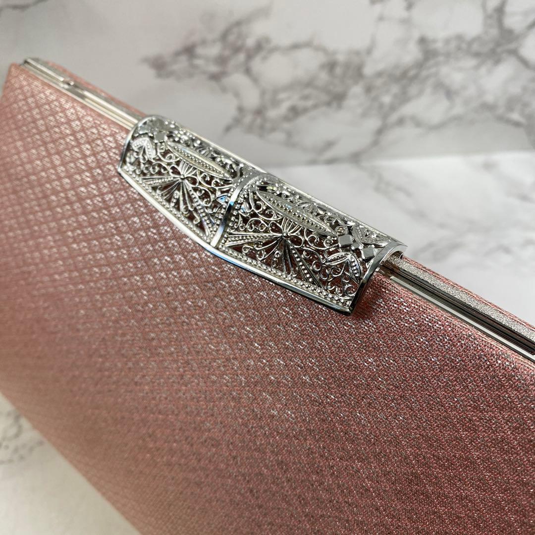 佐賀錦織 ピンク×銀 和柄 振袖 着物 和装用バッグ 草履23㎝ M 2点セット