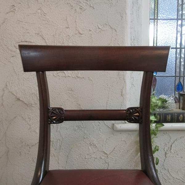 イギリス アンティーク 家具 ダイニングチェア リアルレザー 英国 4510e