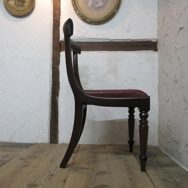 イギリス アンティーク 家具 ダイニングチェア リアルレザー 英国 4510e