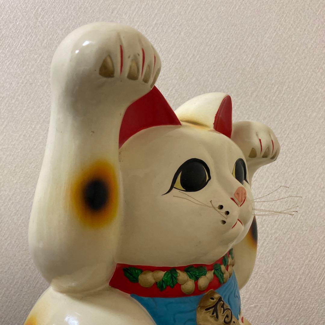 レトロ招き猫　招福置物　貯金箱　千万両〈検 常滑焼　海外向けデザイン　ビンテージ