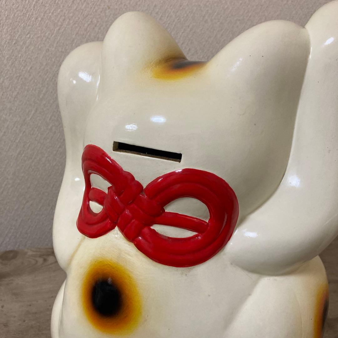 レトロ招き猫　招福置物　貯金箱　千万両〈検 常滑焼　海外向けデザイン　ビンテージ