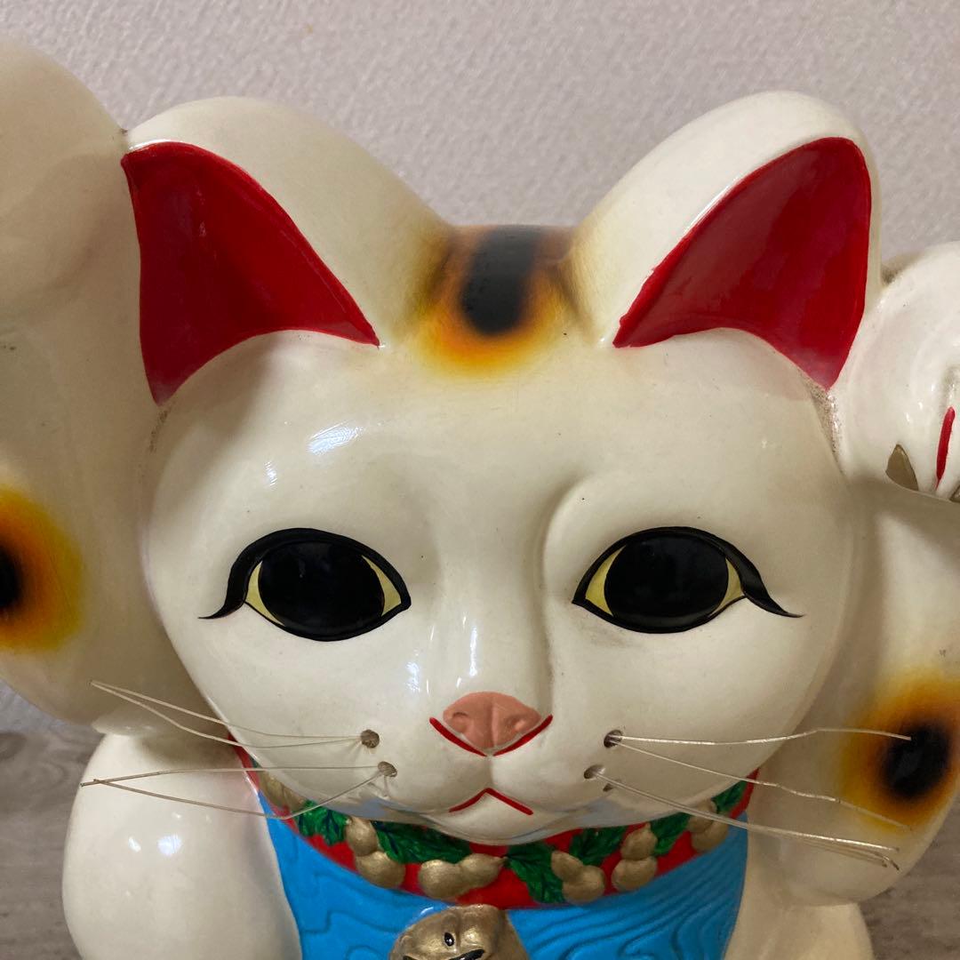 レトロ招き猫　招福置物　貯金箱　千万両〈検 常滑焼　海外向けデザイン　ビンテージ