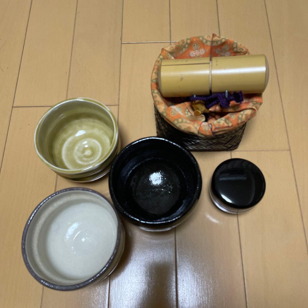 茶道具　野点セットと茶碗3個