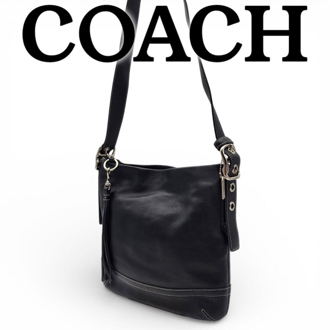 美品 COACH コーチ ショルダーバッグ シグネチャー ブラック 1415