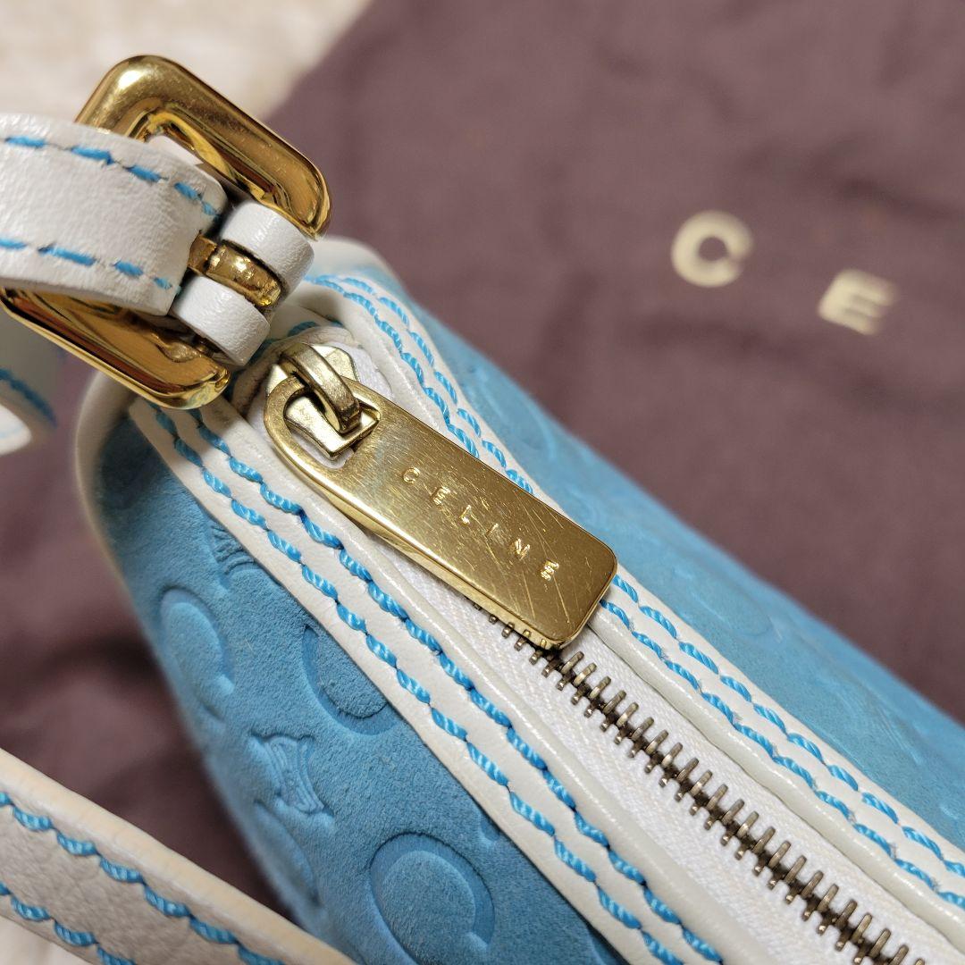 CELINE 水色 スエード ハンドバッグ