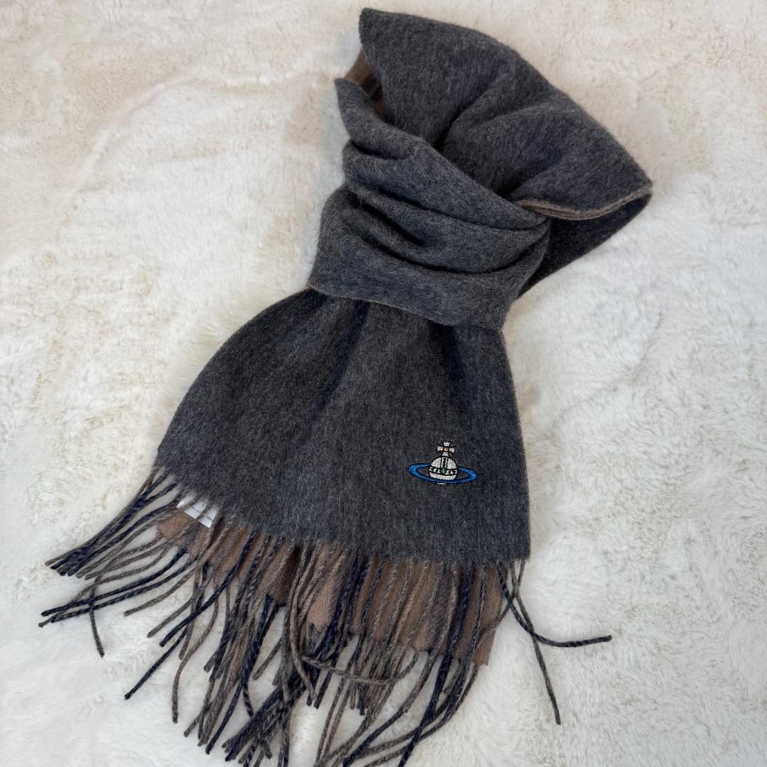 ヴィヴィアンウエストウッド　リバーシブル オーブ　カシミヤ100％　マフラー