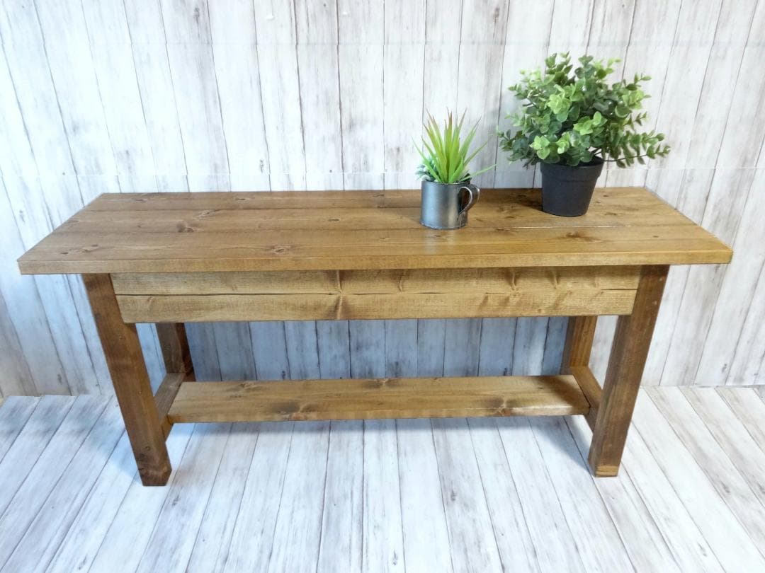 ハンドメイド ２人掛けベンチ (チーク色)