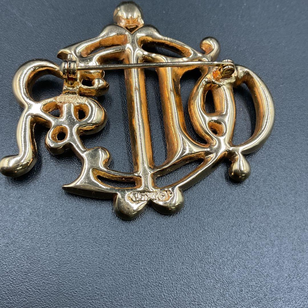 Z1419 ディオール　ストーン　ロゴ　ブローチ