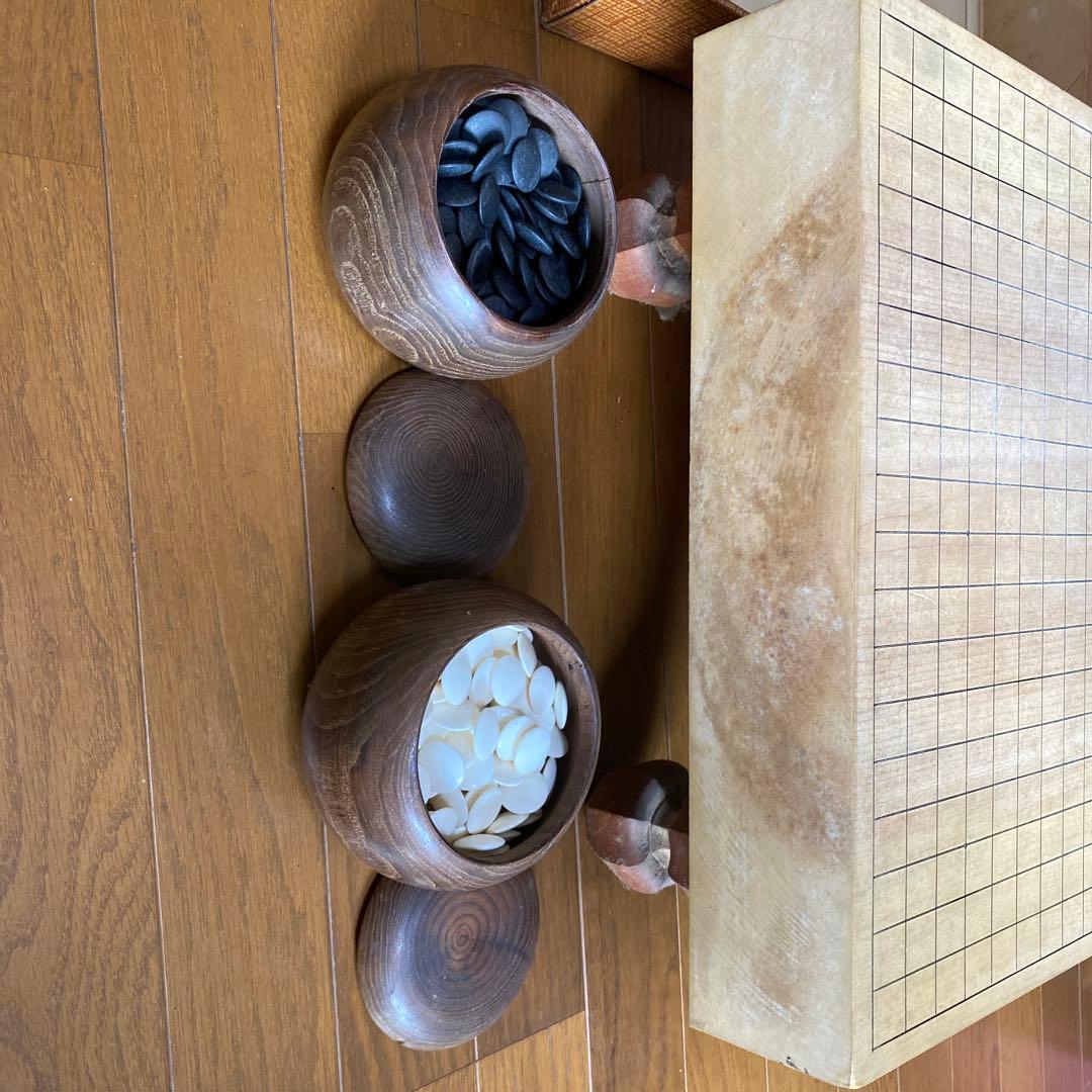 榧碁盤と碁石セット