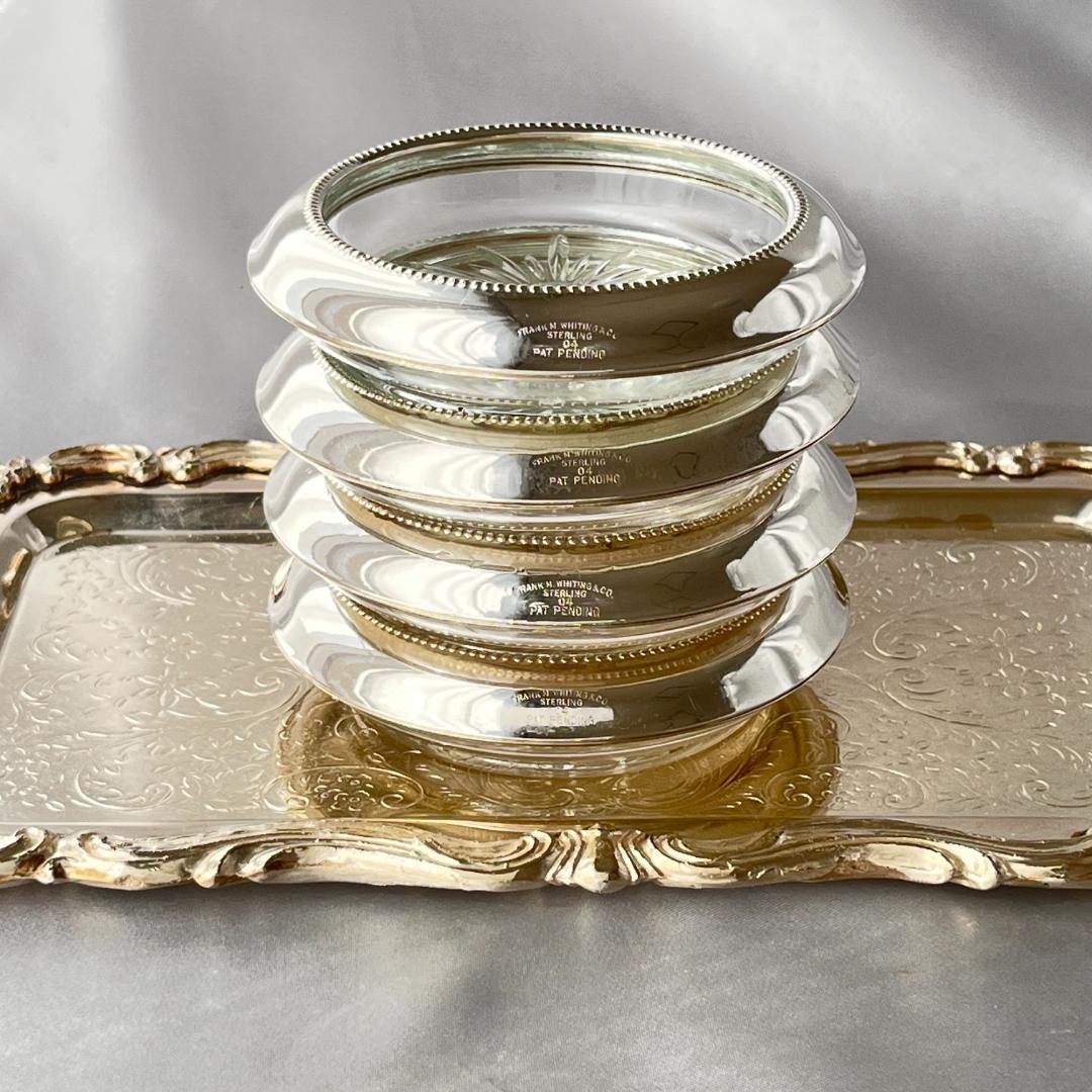 【Frank M. Whiting】 パール グラスコースター【純銀/ガラス】